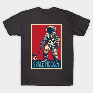 Astronaut Playing Ice Hockey T-Shirt